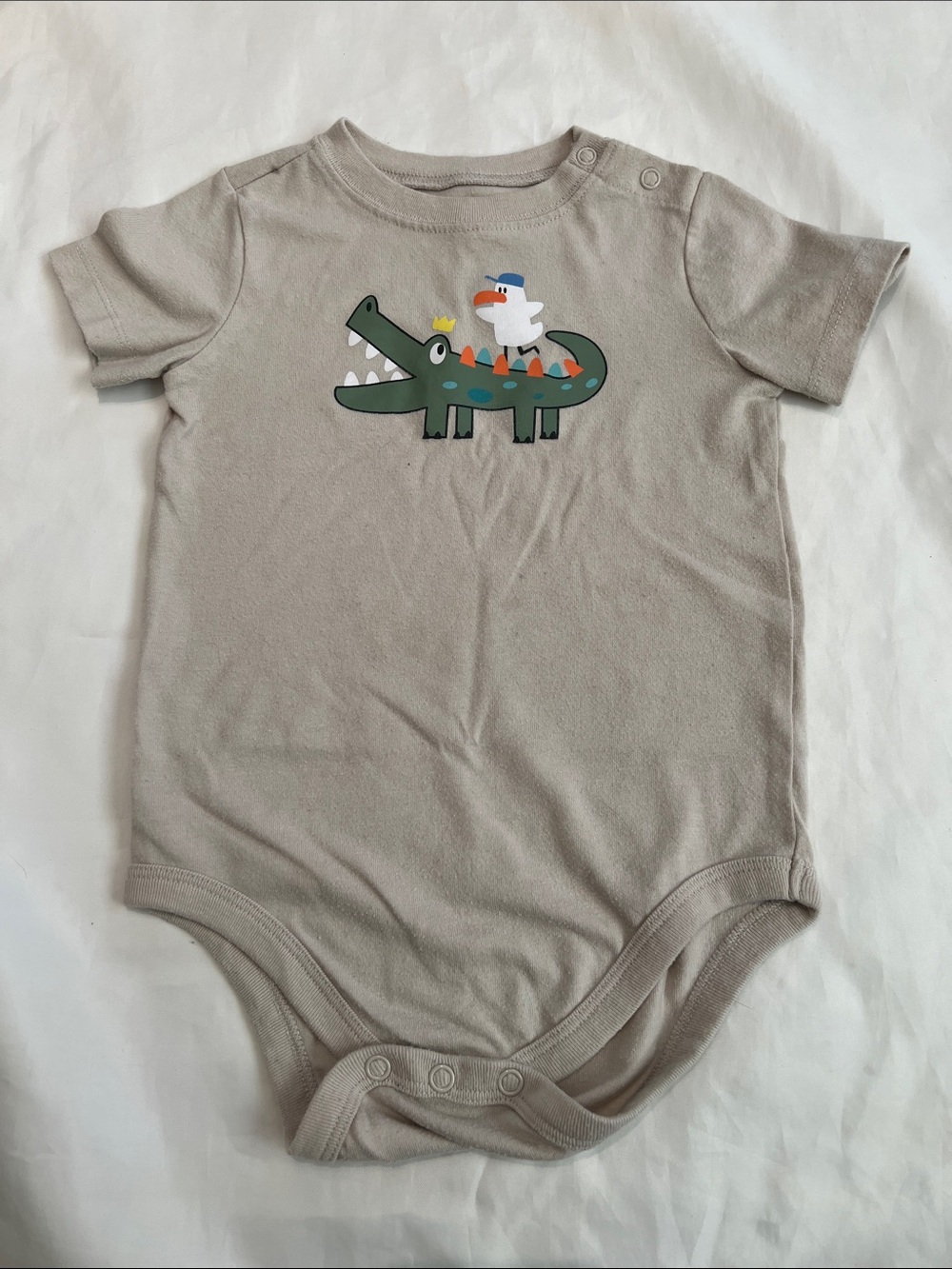“Bundle 10/$13” Garanimals 24m Taupe One-Piece with Green Crocodile Graphic
